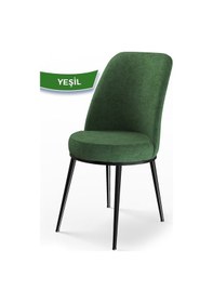 Resim Canisa Concept Dexa Serisi, Üst Kalite Yemek Odası Sandalyesi, Metal Siyah Iskeletli, 1 Adet Yeşil Haki Yeşil Sandalye 