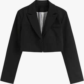 Resim Siyah Crop Blazer Ceket - Siyah / XL 