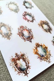 Resim 10 Adet Vintage Gothic Ayna Sticker Bullet Journal Scrapbook Laptop Sticker 