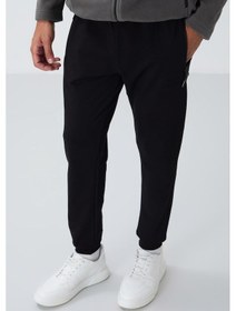 Resim Tommy Life Siyah Fermuar Cepli Standart Kalıp Jogger Erkek Eşofman Alt - 84651 001 