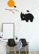 Resim Dijitonline Çocuk Odası Duvar Sticker - Gergedan Ve Kuş - 120x91 Cm 