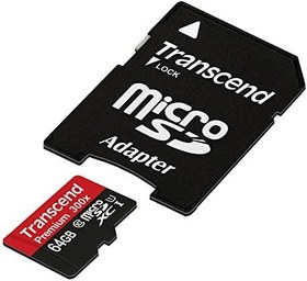 Resim Transcend Premium Class 10 microSDXC 64 GB hafıza kartı, SD adaptörlü (UHS-I, 45 Mbps okuma hızı) [Amazon hayal kırıklığı yaratmayan ambalaj] 