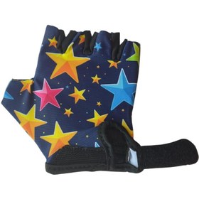 Resim SARİSSA BİSİKLET Raptor Çocuk Eldiveni Kısa Parmak Çocuk Bisiklet Eldiveni Silikon Jelli Yıldız Desenli M Beden 