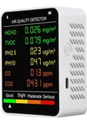 Resim 6'sı 1 Arada Pm2.5 Pm10 Hcho Tvoc Co Co2 Çok Fonksiyonlu Hava Kalitesi Dedektörü Lcd Ekran Hava Kalitesi Test Cihazı - Beyaz 