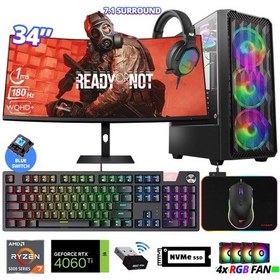 Resim Xaser Delux X115 R7-5700X 32 GB 512 GB M.2 NVMe SSD 8 GB RTX4060 Ti 34" Free Dos Masaüstü Oyuncu Bilgisayarı 