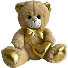 Resim 30 Cm Papyonlu Kalpli Ayıcık %100 Yerli Çok Renkli 