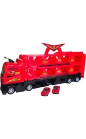 Resim Farbu Oyuncak Sürat Pistli Tır, 2 mt Pist Tek Kol Fırlatıcı 24 Araç Kapasiteli, 2 Adet Minik Araç Kırmızı 