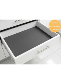 Resim Almital Açık Gri Kumaş Desenli Çekmece İçi Kaydırmaz Halı 48 cm x 5 Metre, dolap içi raf örtüsü 