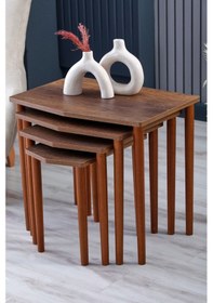 Resim Faymend Karaca 4lü Zigon Sehpa - Servis Sehpa - Yan Sehpa - Ceviz Ceviz 