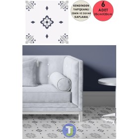 Resim Technojet Kendinden Yapışkanlı Karo Pvc Mutfak Banyo Tezgah Kaplama Sticker 6 Adet 20 cm × 20 cm 