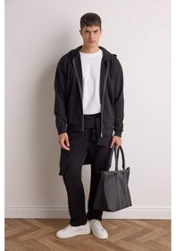 Resim Defacto Regular Fit Basic Düz Beli Bağcıklı Düz Paça Cepli Eşofman Altı D6762ax25aubk81 Siyah 