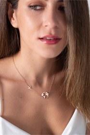 Resim Genel Markalar Gümüş Dünya Haritası Ve Uçak Kolye 