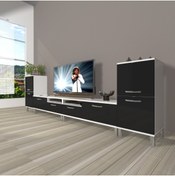 Resim Decoraktiv Eko 9200 Mdf Krom Ayaklı Tv Ünitesi Tv Sehpası - Beyaz - Siyah 