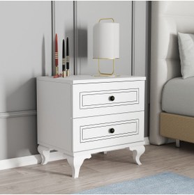 Resim Moxen Mobilya 2 Çekmeceli Çizgili Komodin 