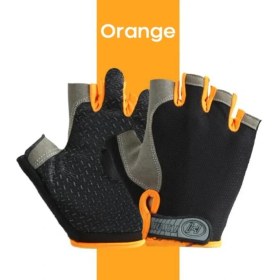 Resim Pengfushop5 Turuncu Tarzı M Beden Unisex Parmaksız Eldivenler Kaymaz Sıkı Şok Emme Aşınma Mitten Doğa Sporları Binme Erkek Eldivenleri Guantes Invierno Mujer (Yurt Dışından) 