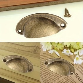 Resim 10 Adet Vintage Tarzı Metal Çekmece Kolları Seti Dolaplar, Çekmeceler, Çöp Kutuları için, Cilalı Metal Bitiş ve Montaj Donanımı ile, Ev Mobilyaları için İdeal 