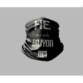 Resim Duvar Yazısı Tasarımlı Motorcu Buff Maske Outdoor Boyunluk Unisex Bandana Siyah 