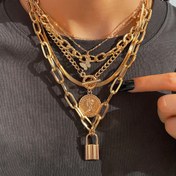Resim 6 adet Vintage Hip-Hop Altın Taşlı Kelebek Portre Sikke Kolye Seti, Yığınlanabilir Küba Zinciri Kolye Kadınlar İçin, Moda Parti Aksesuarları 