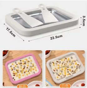 Resim Ev Tipi Spatulalı Kore Tarzı Rulo Dondurma Tavası Yoğurt Tatlı Bowl Tabağı 