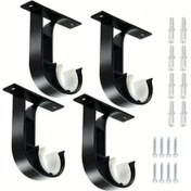Resim Gateesat 4lü Siyah Tavan Perde Askı Braketi 0.39-1.2inç Çubuklar İçin 