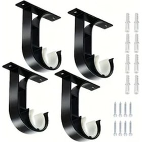 Resim Gateesat 4lü Siyah Tavan Perde Askı Braketi 0.39-1.2inç Çubuklar İçin 