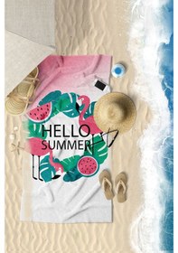 Resim Hello Summer Dijital Baskılı 70X150 CM Plaj Havlusu 