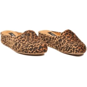 Resim Pierre Cardin Taba Leopar Hafif Tekstil Süet Önü Kapalı Kadın Ev Terliği PC-55371 Z 