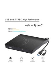 Resim alfalink Harici Dvd Rw External Taşınabilir Ultra Ince USB+Type-C 3.0 Cd/dvd Optik Okuyucu 