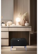 Resim Vetra Mini Royal Siyah Kumaş Sandıklı Dekoratif Puf&bench-dilimli Model-gümüş Ayak-modern Puf 