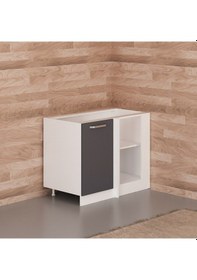 Resim Minar Mutfak Alt Modül 1k1r 105cm Köşe Dolap Beyaz/antrasit - A1 