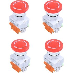 Resim 4x Kırmızı Kapağı 1no 1nc Dpst Acil Durdurma Basmalı Düğme Anahtarı Ac 660v 10a 