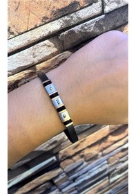 Resim Erkek Rose Gold Detay Deri Bileklik Rose Gold 