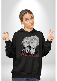 Resim Tokyo İntikamcıları Anime Tokyo Revengers Kadın Erkek Siyah Kapüşonlu Sweatshirt Hoodie Siyah 