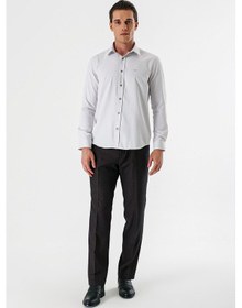 Resim İmza Açık Bej Uzun Kollu Desenli Armürlü Sert Yaka Cepsiz Pamuklu Slim Fit Dar Kesim Gömlek 1004235171-açık Bej Açık Bej 