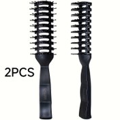 Resim 2 adet Antistatik Kabartmalı Saç Şekillendirme Fırçası Ergonomik Siyah Saplarla - Hacimlendirici, Üfleme ve Tüm Saç Tipleri için Yoğun Kıllar - Salon ve Ev Kullanımı için Mükemmel, Dolgun Şekillendirme | Şık Fırça Tasarımı | Plastik Kıllar, Saç Fırçası 