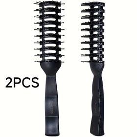Resim 2 adet Antistatik Kabartmalı Saç Şekillendirme Fırçası Ergonomik Siyah Saplarla - Hacimlendirici, Üfleme ve Tüm Saç Tipleri için Yoğun Kıllar - Salon ve Ev Kullanımı için Mükemmel, Dolgun Şekillendirme | Şık Fırça Tasarımı | Plastik Kıllar, Saç Fırçası 