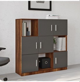 Resim Robin Home Verona G Ofis Klasör Dolabı Kitaplık Barok-Gri Abanoz 