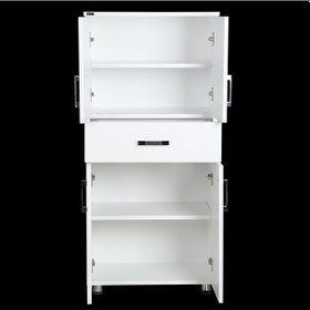 Resim Çok Amaçlı Dolap 130 cm Hard Parlak BEYAZ Suntalem 4Raf 1Çekmece Kutuda sevk El Yapım Beyaz 