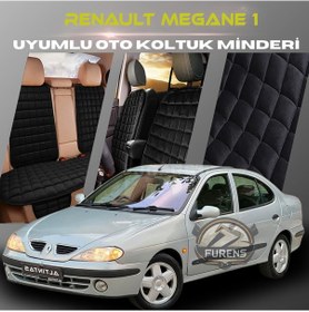 Resim Renault Megane 1 Siyah Tay Tüyü Cepli & Terletmez Sırtlı Oto Koltuk Minder Seti - Koruma Kılıfı Ön & Arka Set 