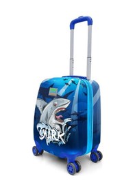 Resim Coral High Kids Lacivert Mavi Köpek Balığı Desenli Çocuk Valizi 16741 