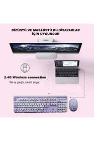 Resim Microcase Mofii Ayıcık Desenli Kablosuz Renkli Yuvarlak Tuşlu Türkçe Klavye Mouse Set-al4258 
