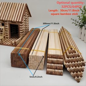 Resim 32 adet/64 adet Değer Paketi 0.51×0.51×29.97 Cm Karbonize Edilmiş Artı Orijinal Renk Kare Bambu Çubuklar, El Sanatları Çubukları, Ahşap İşleme Malzemeleri, Kendin Yap Modeller, El Sanatları Projeleri, El Sanatları İnşaatı İçin Kare Bambu Çubuklar 