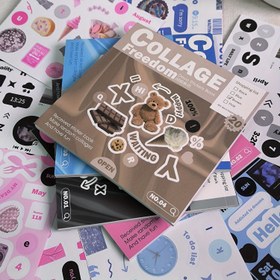 Resim 20 Sayfa Kolaj Çıkartmaları - Parıltılı Vurgularla Retro Karikatür Tasarımı, Kendinden Yapışkanlı Parlak Bitiş, DIY Günlük, Telefon Kılıfı, Dizüstü Bilgisayar ve Planlayıcı Dekoru için Düzensiz Şekiller - Çeşitli Renkler (Açık Kahverengi/Beyaz/Pembe/Mavi/Siyah) 