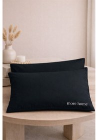 Resim More Home Kapaklı Yastık Kılıfı 2 Adet 50 x 70 Siyah 