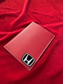 Resim ATTA PAZARLAMA Deri kabartmalı kırmızı honda markalı ruhsatlık, ruhsat kabı, ruhsat kılıfı, ruhsat cüzdanı 