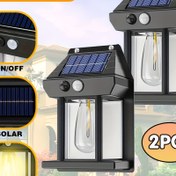 Resim 2 adet MACROCOSM Güneş Hareket Sensörlü Duvar Lambaları Dış Mekan, Bahçe için Güneş Enerjili Güvenlik Aydınlatması, Veranda, Çit, Güverte, Teras - Lityum Pil ve Otomatik Açma/Kapama ile Enerji Tasarruflu Adım Lambalar 