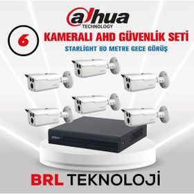 Resim Dahua 6 Kameralı Starlight 80 Metre Gece Görüşlü Full Hd Kamera Seti 