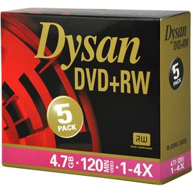 Resim Dysan DVD+RW 4.7GB 4X Kalın Kutu 5'li Paket 