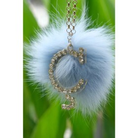 Resim Tilki Tüyü Ponponlu Gold Harfli Dikiz Süsü 