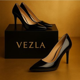 Resim Vezla Stiletto Rugan siyah 